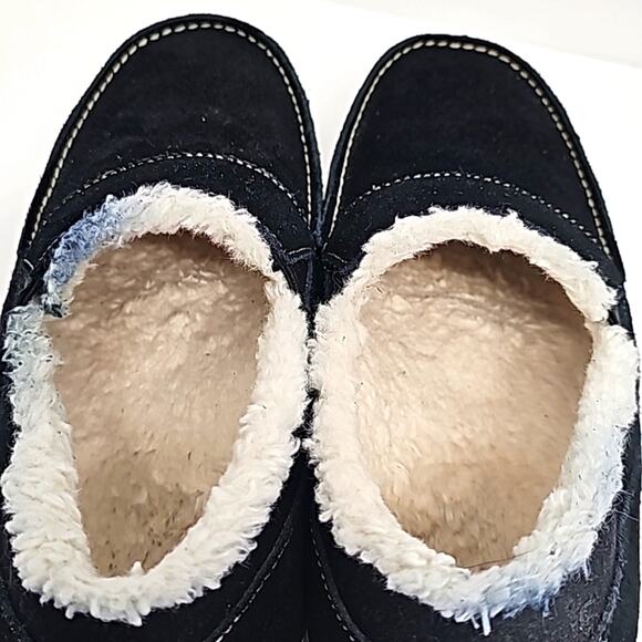 Spenco Fiesta Black White Fur Lined Slipper/Shoes Orthopedic Wm Size 9B - Defect - Picture 8 of 12